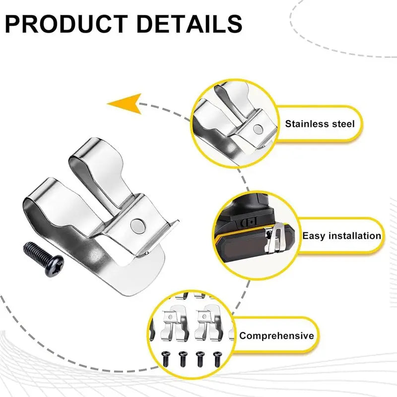 LIKE WISH 8 Piece Belt Clip For Ryobi Belt Hook With Screw Silver For Ryobi And Ridgid 18 Volt Tools 633586002, For Ryobi Oasis Select