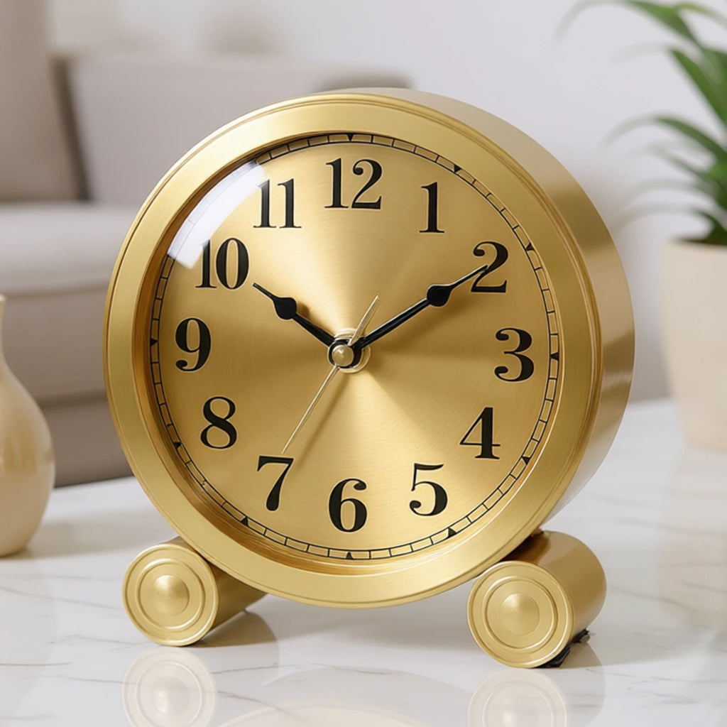 European Style Light Luxury Brass Base Clock Simple Desktop Modern Clock Nordic Creative Decoration Silent Exquisite Oasis Select Brass A