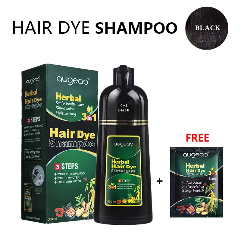 Herbal Plant Hair Dye Shampoo – 6 Colors, Grey Coverage Hair Dye Shampoo Oasis Select 500ml Black