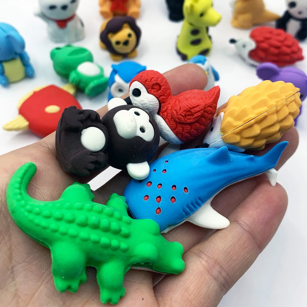 10/30pcRandom Animal Erasers for Students, Cute Desk Pets for Classroom, Easter Basket Stuffers,Cool 3D Puzzle Mini Erasers Bulk Oasis Select
