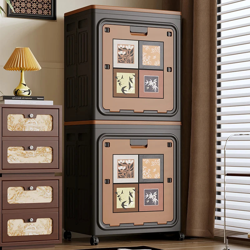 Chinese-style clothing storage cabinet, folding clothing and quilt storage box, large-capacity flip-top storage cabinet Oasis Select