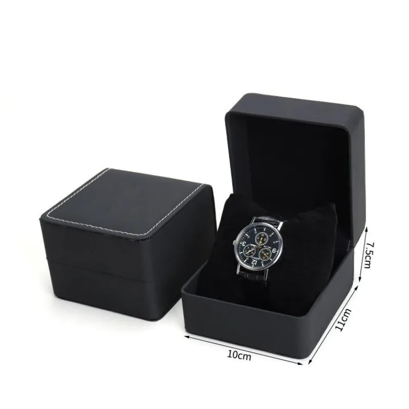 PU Leather Watch Box Rounded Corners Frosted Men'S Watch Storage Box Organizer Jewelry Bracelet Display Gift Packaging Case Oasis Select Black other
