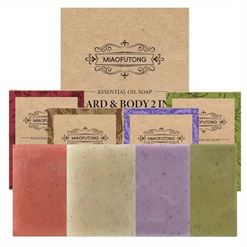 4pcs Plant Matte Pellet Soap Coconut Oil Lavender Rose Essential Oil Wash Face Wash Hand Soap Set Box Holiday Gift, Christmas Oasis Select