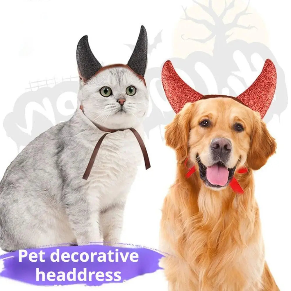 Pet Costume Devil Horn Headband Accessory Animal Headpiece Cosplay Halloween Party Props Funny Demon Cosplay for Dogs Cats Gifts Oasis Select