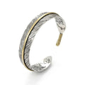 Vintage Carved Pattern Feather Bangle Bracelet Creative Design Opening Adjustable Men and Women's Models Oasis Select golden 54-56mm