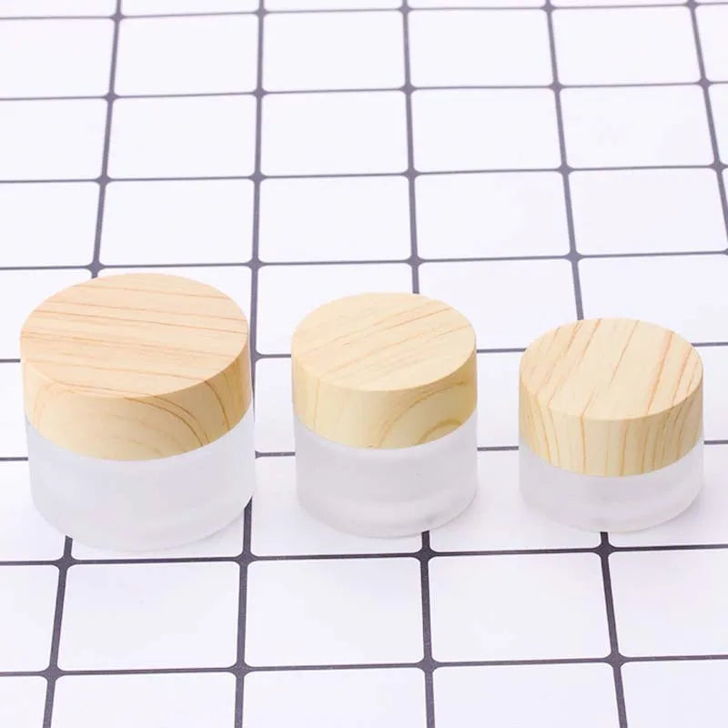 5g/10g/30g/50g Empty Glasses Cosmetic Makeup Jar Pots Frosted Sample Bottles Eyeshadow Face Cream Lip Balm Refillable Containers Oasis Select