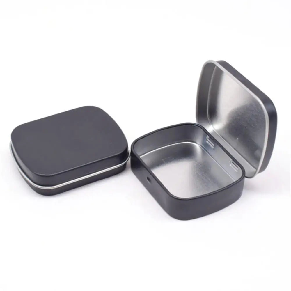 1Pc Metal Rectangular Empty Mini Tin Box Tinplate Push Candy Pill Cases Money Coin Jar Hinged Containers Organizer Storage Box Oasis Select black 6X4.7x1.5cm