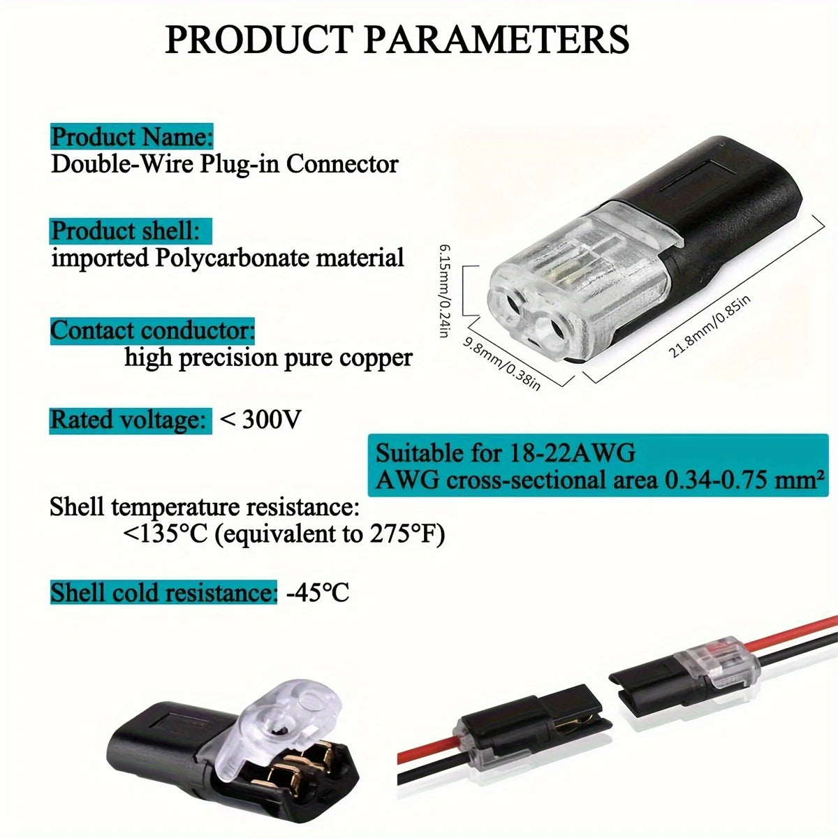 Premium Electric Wire Connector No Strip Line Cable Interconnection Detachable Automotive Terminal Plug Universal Grade Reliable Oasis Select