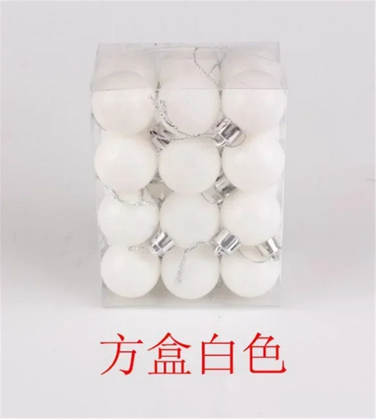 24Pcs Christmas Balls Ornament Plastic Christmas Tree Gold Red Pink Ball Pendant Hanging Decor Christmas Decoration Navidad Oasis Select WHITE