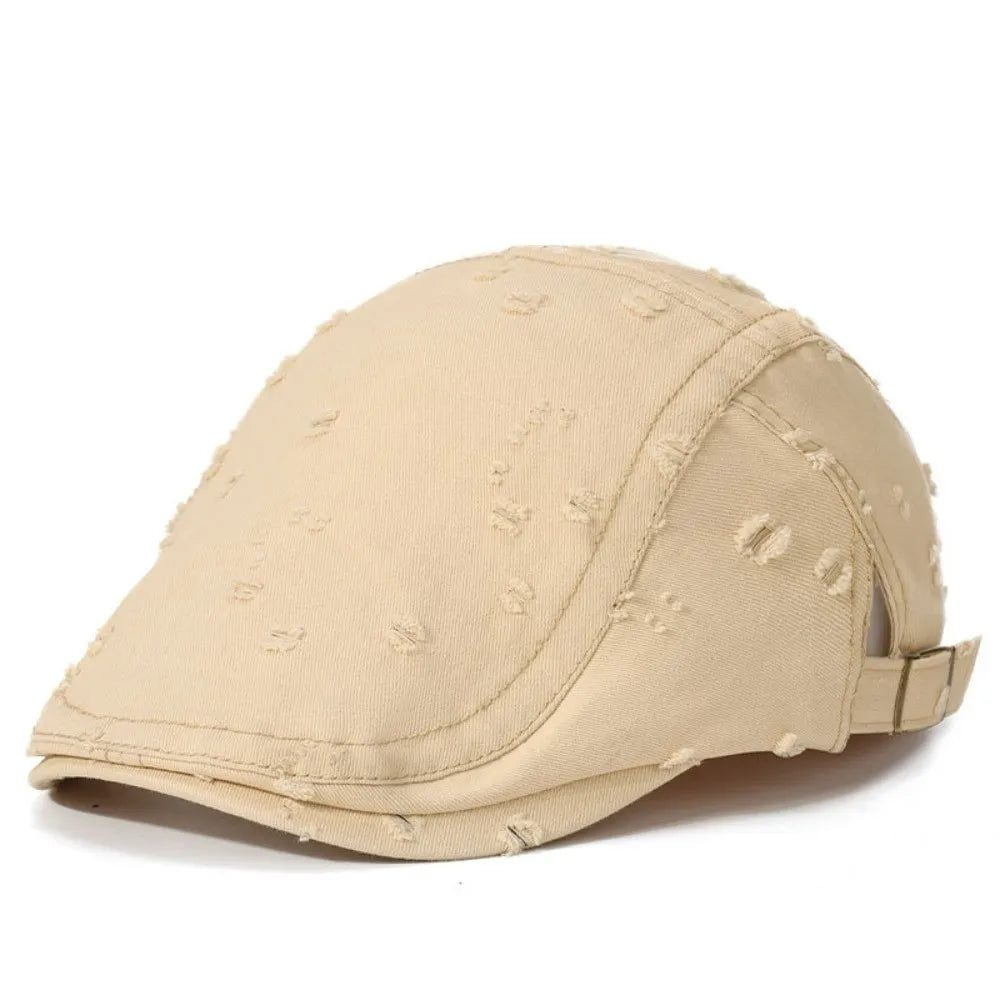 Fashion Hole Sketching Beret Hat Cotton Adjustable Painter Hat Soft Newsboy Hat Hip Hop Oasis Select Khaki