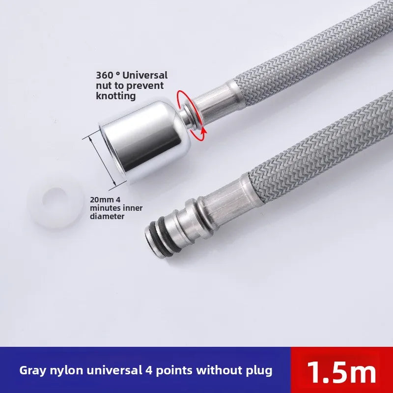 Bourdillat F1/2 M15*1 Replacement Faucet Hose Quick Connect Pull Out Hose Nylon Hose Tube Gray / Black 150cm Kitchen Accessories Oasis Select Gray
