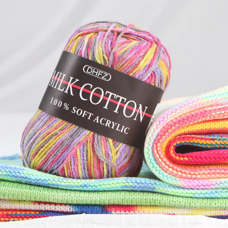 3 Strand Gradient Dyed Milk Cotton Yarn Soft Knitting Material Balls For Handmade Sweater Crochet And DIY Woven Craft Projects Oasis Select