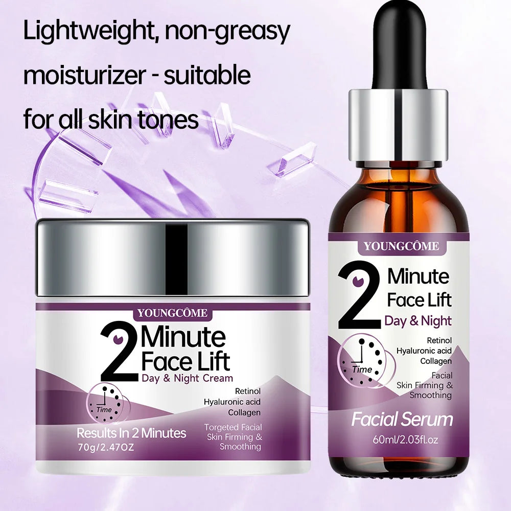 YOUNGCOME 2 Minute Face Lift Day&Night Cream with Retinol and Serum, Hyaluronic Acid, Collagen, Anti-Aging Firming Moisturizer Oasis Select