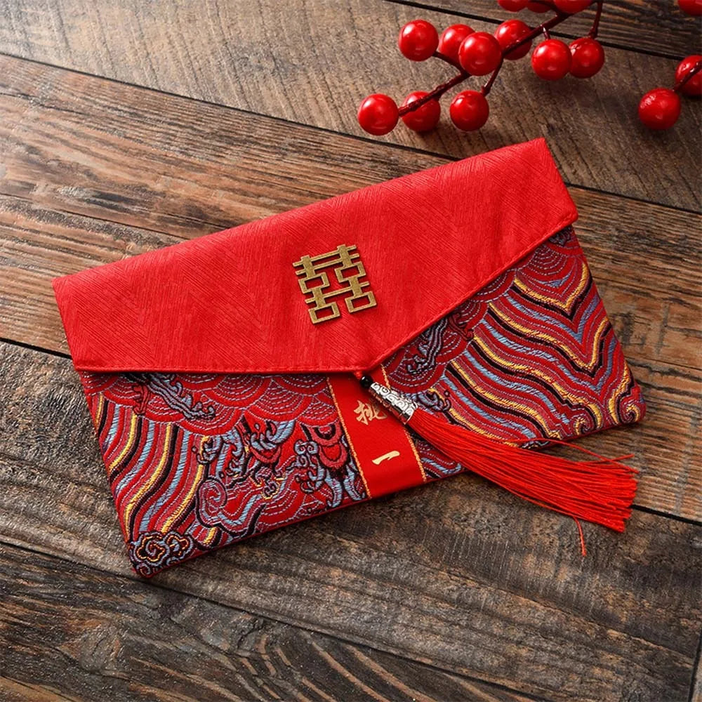 2025 Lunar New Year Brocade Red Envelope HongBao with Tassel
