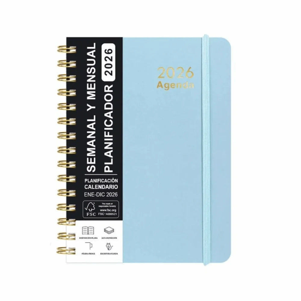Spanish Planner A5 Notebook 2026 Self-Tracking Diary Planning Book Coil Calendar Essential Daily Organizer Multi Functional Oasis Select