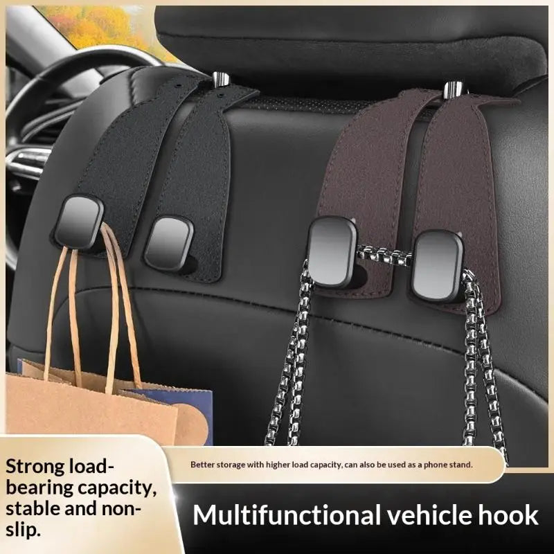 4Pcs Double Hook Car Hook Car Headrest Hooks Hanger For Bags Organizer Holder Clips Auto Fastener Hooks Car Oasis Select