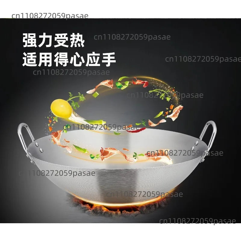 Stainless Steel Double-Ear Round Bottom Stock Pot | Kitchen Cauldron