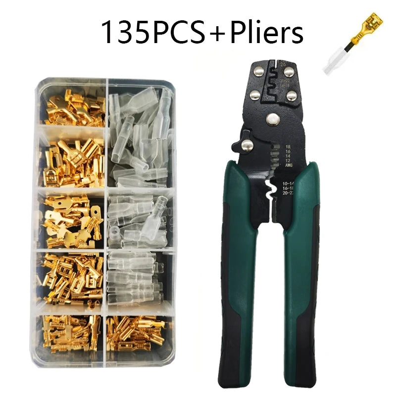 Multi-function Mini Electric Terminal Crimping Pliers With Wire Stripping Cutting Hand Crimping Tool Multiple Connector Kits Oasis Select TL 135PCS