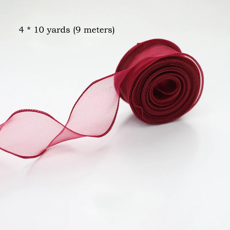 10yards Roll Silk Ribbon 40mm Satin Ribbon Organza Ribbons Gift Wrapping Handmade Wedding Birthday Party Decor Bow Diy Craft Oasis Select Red 10Yards