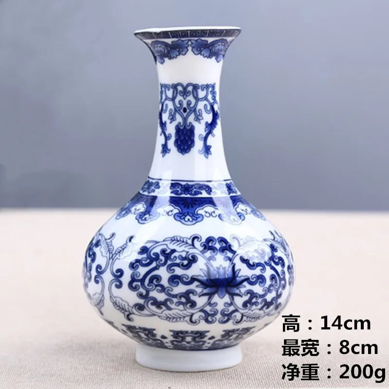 Chinese Table Antique Blue White Porcelain Vase Decoration Crafts
