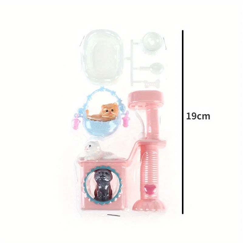 2 sets Dollhouse Item Kawaii Mini Dog Doll Accessories Puppy Cat Set Plastic Mini Items Toys for Children Funny Educational Toy Oasis Select