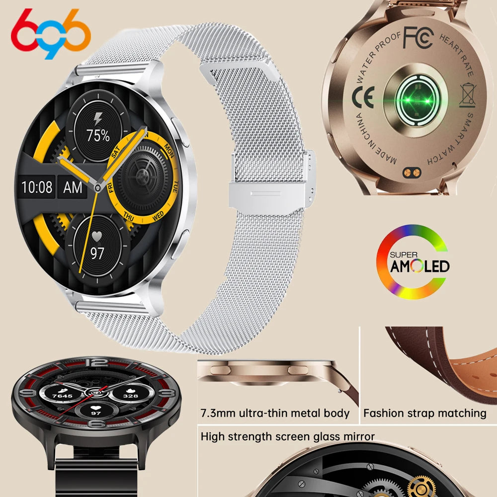 BT Call Smartwatch 1.75 Inch AMOLED Screen 6.9mm Ultra Thin Body Smart Watches Women Heartrate 3D Dynamic Dial Sports Lady Music Oasis Select