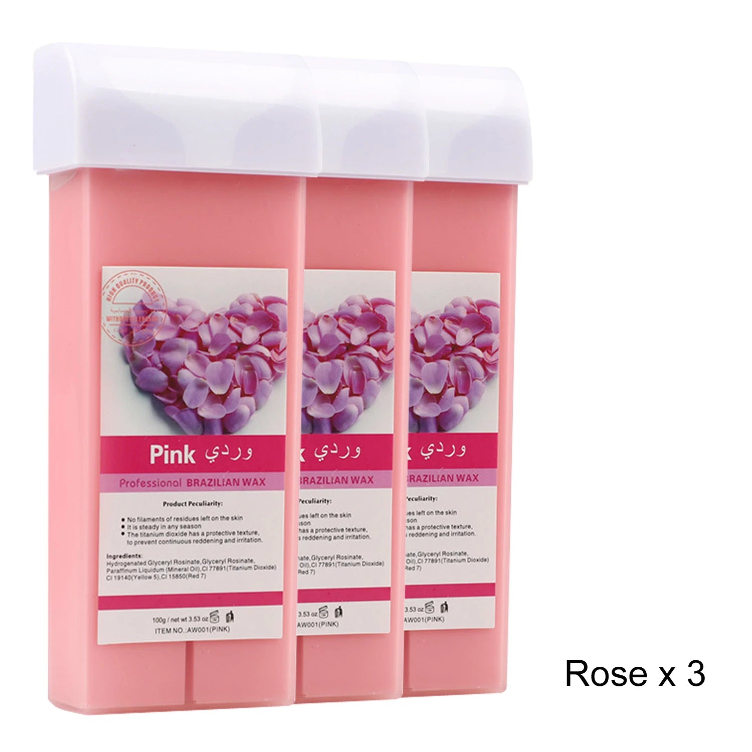 Rose Roll on Depilatory Wax Cream Hair Removal Roller Wax Heater Waxing Hot Cartridge Warmer Equipment Tool Waxing Kit Unisex Oasis Select 072-RoseX3