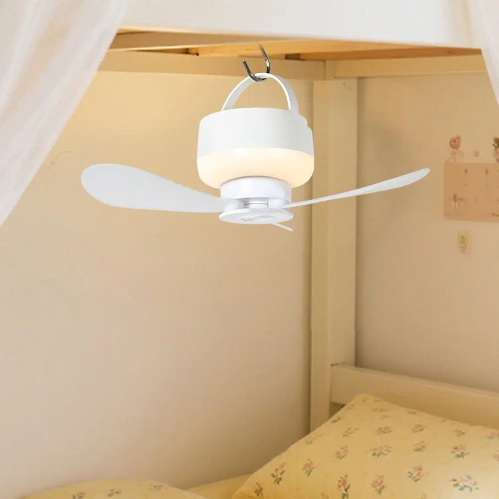 USB Rechargeable Mini Ceiling Fan With Light Remote Control Dimmable Led Hanging Fan For Student Dormitory Camping Tent RV Oasis Select