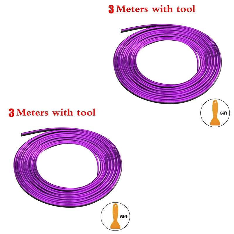 1/2pc Universal Car Moulding Decoration Flexible Strips Interior Auto Mouldings Car Cover Trim Dashboard Door Edgein Car-styling Oasis Select 3M Purple-2pcs