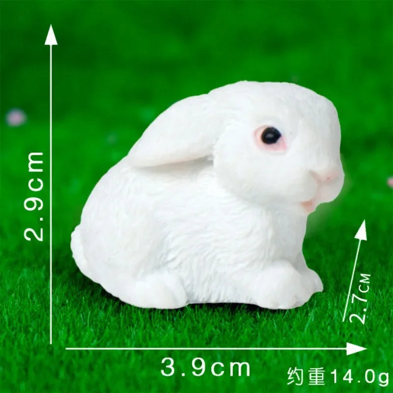 White Hare Dollhouse Ornament Easter Decoration Resin Bunny Statue Miniature Rabbit Figurine Micro Landscape Fairy Garden Oasis Select