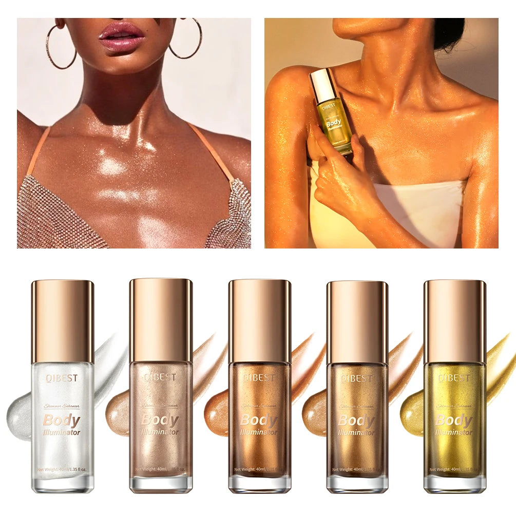 QIBEST 5-Color Liquid Highlighter – Body & Face Shimmer Glow