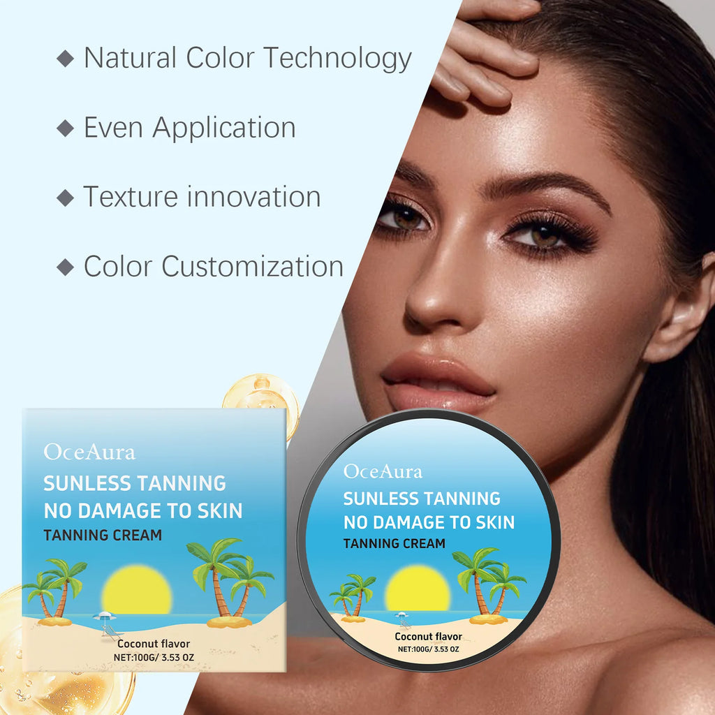 Coconut Tanning Intensive Moisturizing Body Cream Gentle Formula Sun-Free Natural Tan Enhances Color Development Non-Greasy Oasis Select