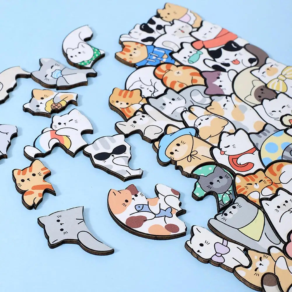 50-Piece Animal Wooden Jigsaw Puzzle – Cats, Dogs & More Wooden Jigsaw Puzzle Oasis Select