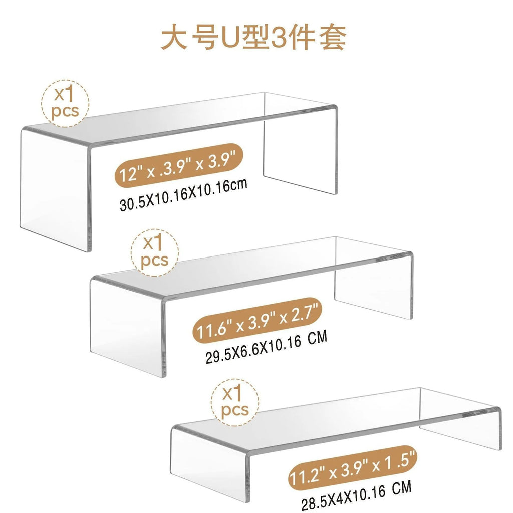 Acrylic U-Shaped Stackable Shelf | Figurine & Pastry Organizer