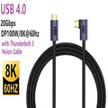 1m 2m USB C Type C 20Gbps Data Cable USB4 Thunderbolt 3 Cable PD 100W 5A Fast Charging Cable USB C 8K@60Hz Cable For Macbook Pro Oasis Select 90 Degree Elbow 1m