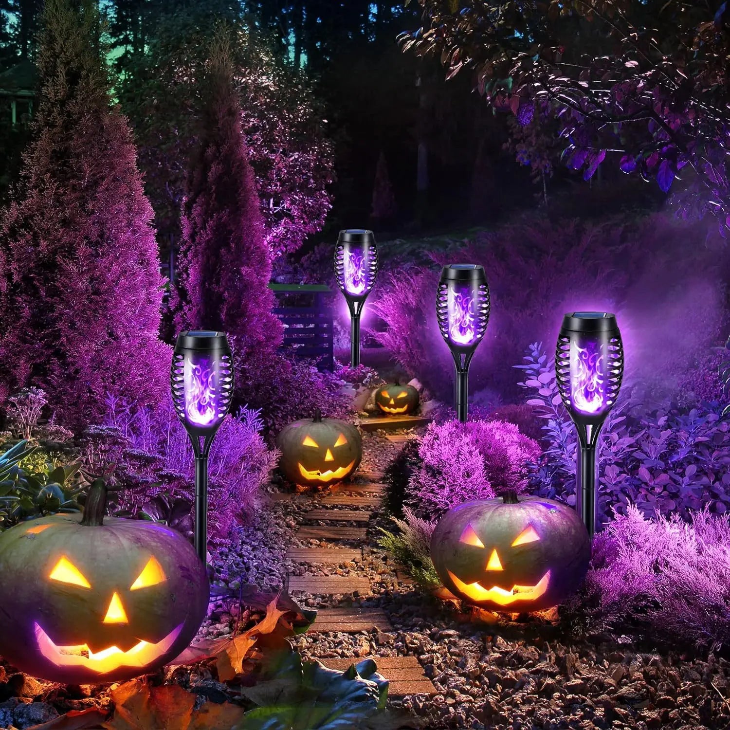 Solar Torch Flame Lights for Halloween and Ghost Festival Solar Light Outdoors Oasis Select red light 2W