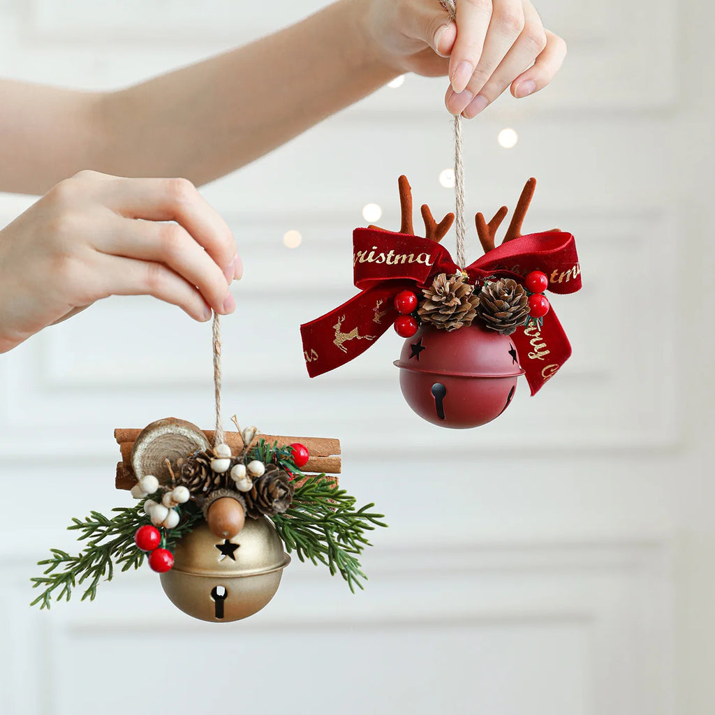 Christmas Bells Antlers Bows Pinecone Bells Mixed Pendants Christmas Tree Window Display Car Hanging Decorations Oasis Select