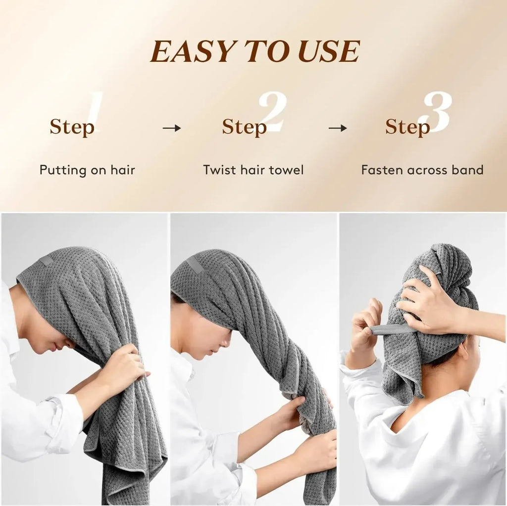Extra Large Microfiber Hair Towel Wrap with Elastic Band Microfiber Hair Towel Oasis Select