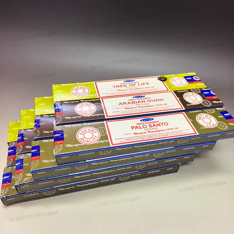 12Boxes Satya Origin100% 15g Hand-Rolled Incense Sticks, SANDAL WOOD，MONEY MATRIX，NAGCHAMPA Multiple Flavors for Yoga Meditation Oasis Select Mixed 4T4A4P 12 small boxex