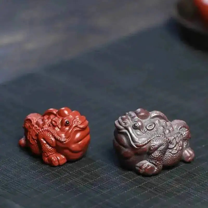 Zisha Tea Pet Golden Toad Wealth-attracting Ornament Craft Sculpture Teaplay Tea Table Accessories Чайные украшения Oasis Select