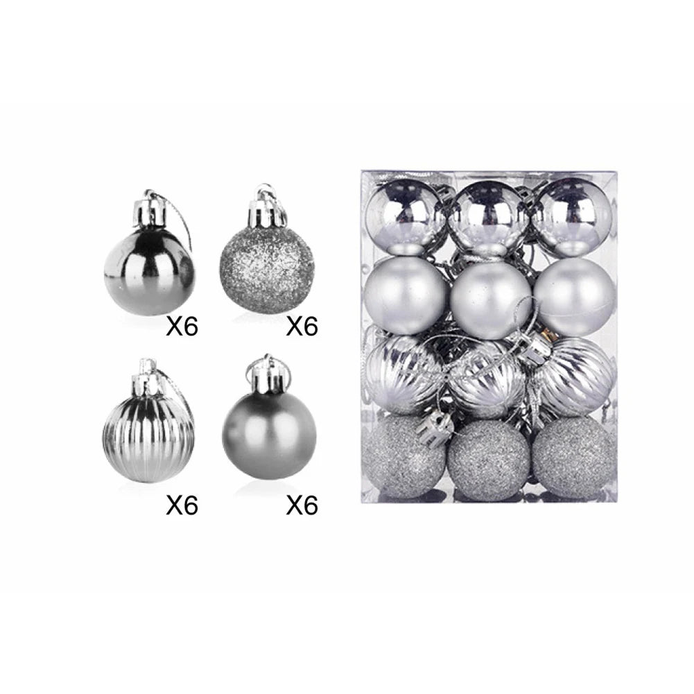 Decoration Christmas Baubles 24pcs set 30mm Christmas Tree Decoration Hanging Balls Ornament Party Home Decor Set