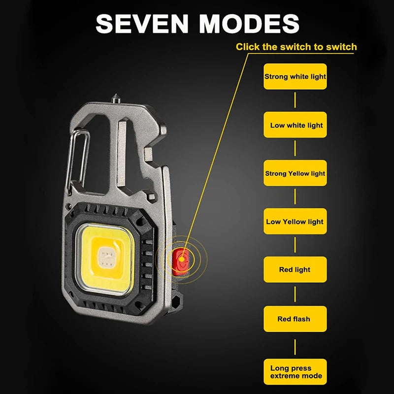 Mini LED Keychain Flashlight USB-C Rechargeable & Window Hammer
