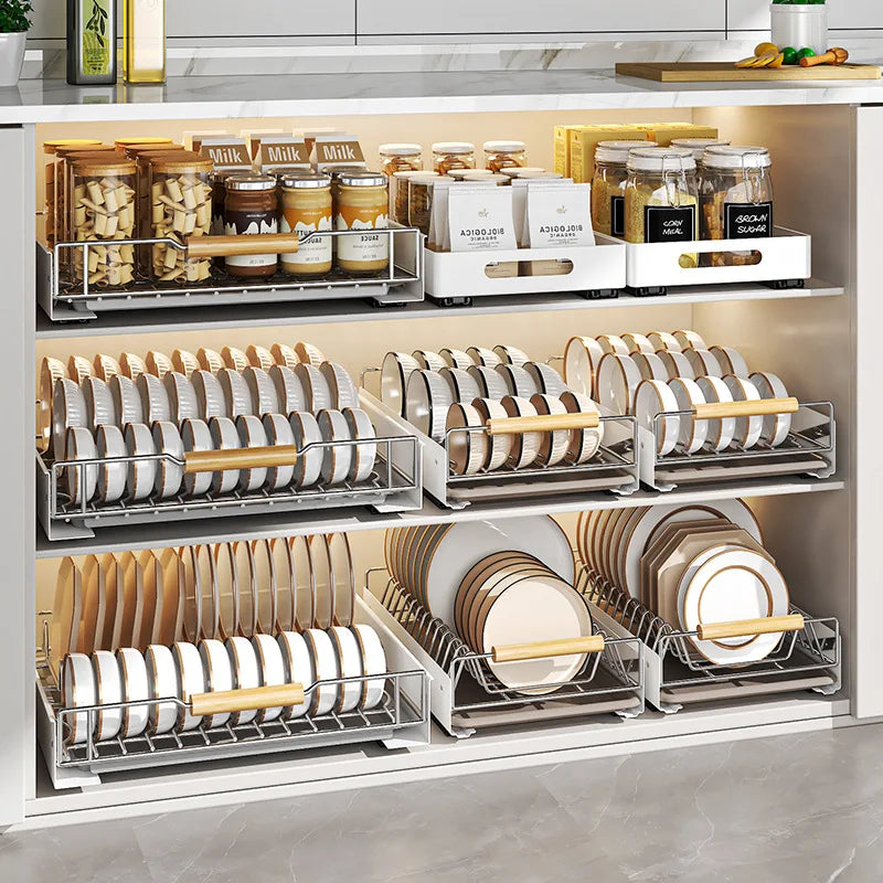 Kitchen cabinet inner shelf, drawer type pull basket, pull bowl, plate and saucer storage rack, stainless steel drain bowl rack Oasis Select