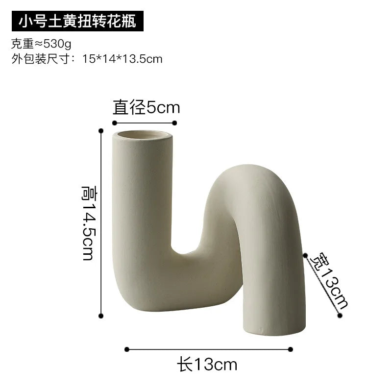 Nordic Geometric Creative Art Plain Germ Dried Flower Ceramic Vase Homestays Vases Oasis Select J