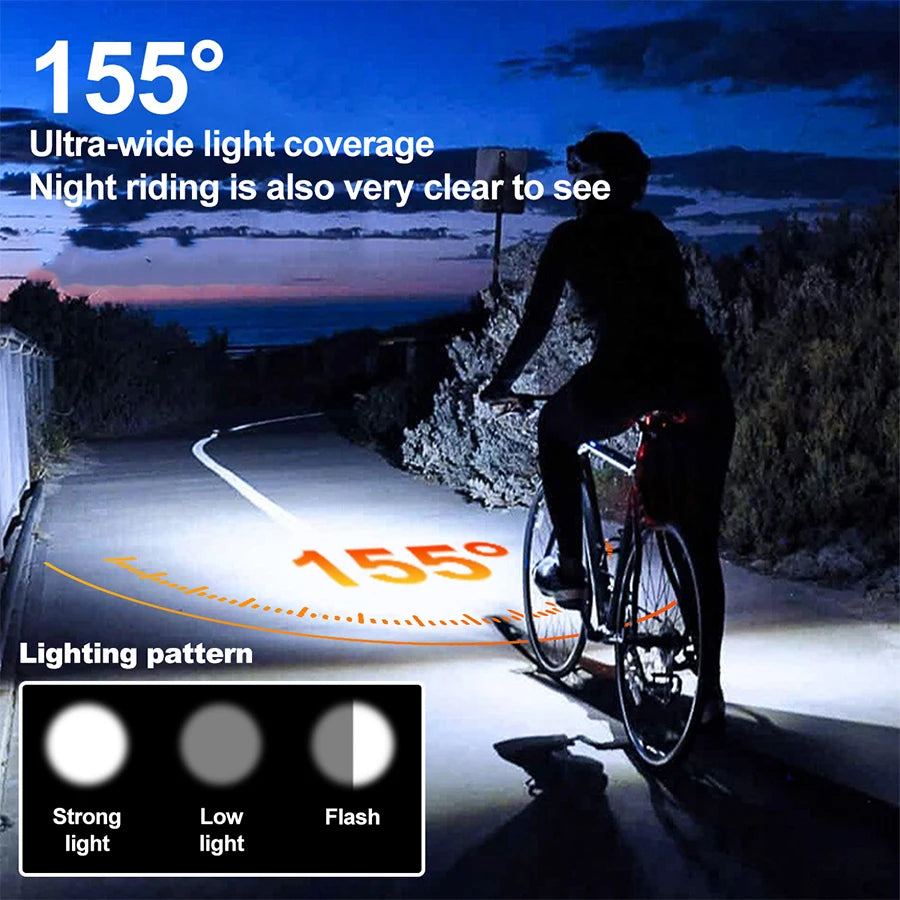 Solar Bicycle Light with Horn 120dB TYPE-C Rechargeable MTB Road Bike Front Lamp Flashlight Bicycle Light 1200 mah Oasis Select