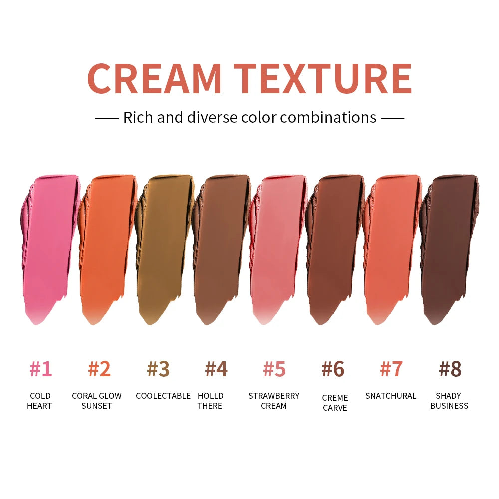Eyebrow Cream Blush Curve Case Cream Cosmetics Highlighter Palette Matte Shimmer Finishes Shadow Tones Long-Lasting Cosmetics Oasis Select