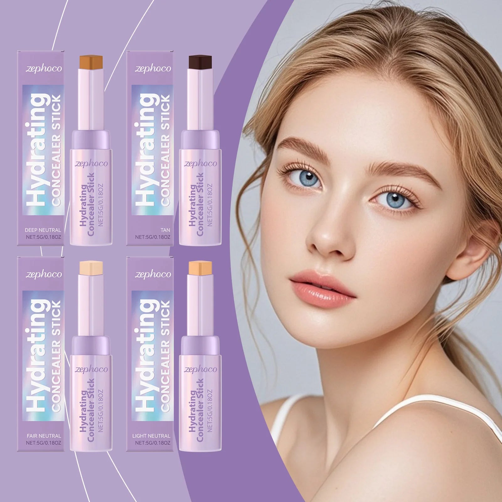 Zephoco Contour & Concealer Stick – Lightweight Long-Wear