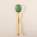Simple Creative Milk Dessert Spoon Color Pastoral High Temperature Resistant Glass Spoon Cute Long Handle Coffee Mixing Spoon Oasis Select Yellow-15.5x3