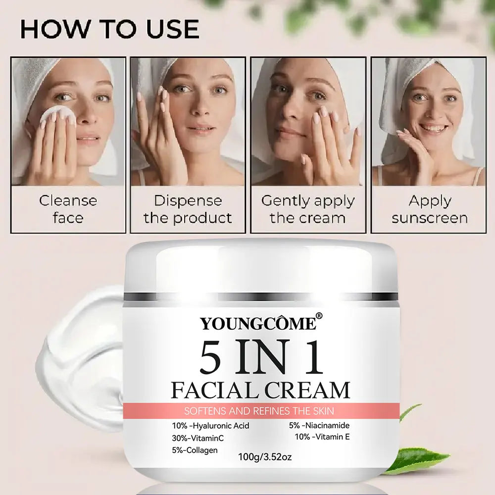 5 In 1 Fade fine lines Firming Face Serum Moisturizing brightning Vitamin C Hyaluronic Acid Facial Serum Shrink Pores Skin Care Oasis Select