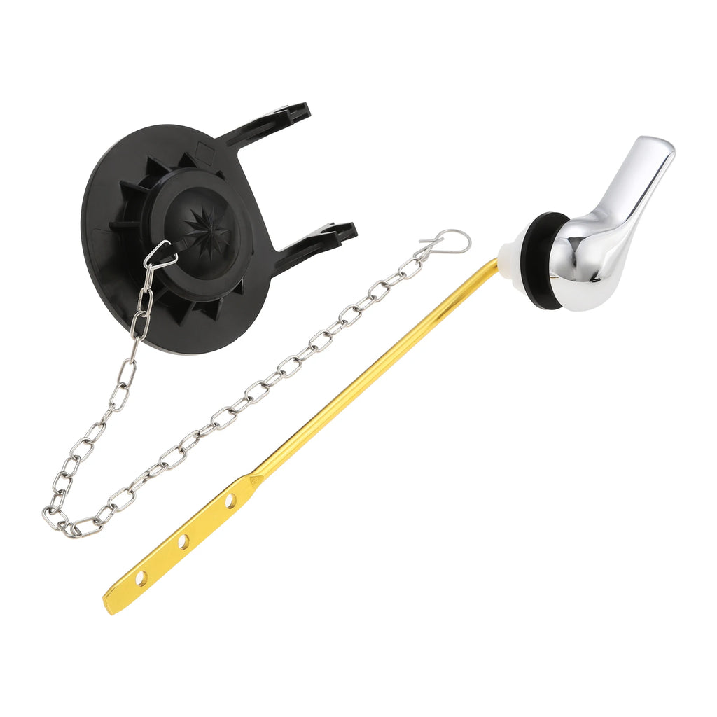 1Set Toilet Tank Handle & Red Flapper Kit,Fits 2" Flush Valves,Brass Plated Plastic,Stainless Steel Chain,Front Mount Tool-Free Oasis Select Black
